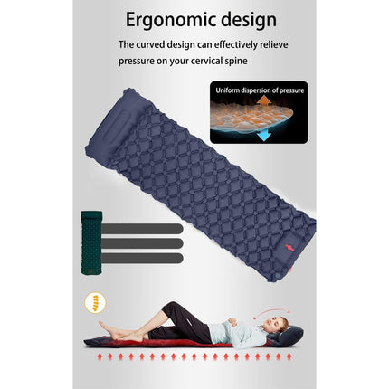 Ultralight Camping Sleeping Pad: Built-in Foot Pump, Integrated Pillow – Compact, Waterproof for Hiking/Backpacking (Dark Blue).