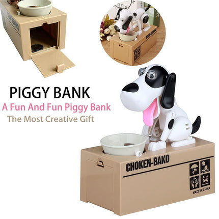 Interactive Dog Coin Bank – Automatic Electric Money Saving Piggy Bank with Moving Dog Design – Fun Kids Gift & Desk Decor (White).