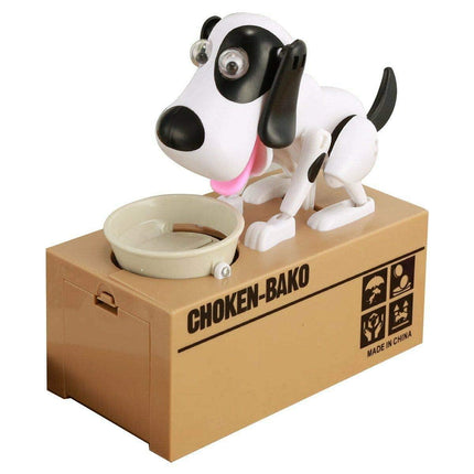 Interactive Dog Coin Bank – Automatic Electric Money Saving Piggy Bank with Moving Dog Design – Fun Kids Gift & Desk Decor (White).