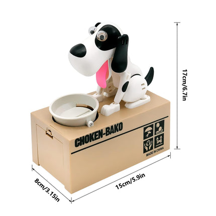 Interactive Dog Coin Bank – Automatic Electric Money Saving Piggy Bank with Moving Dog Design – Fun Kids Gift & Desk Decor (White).