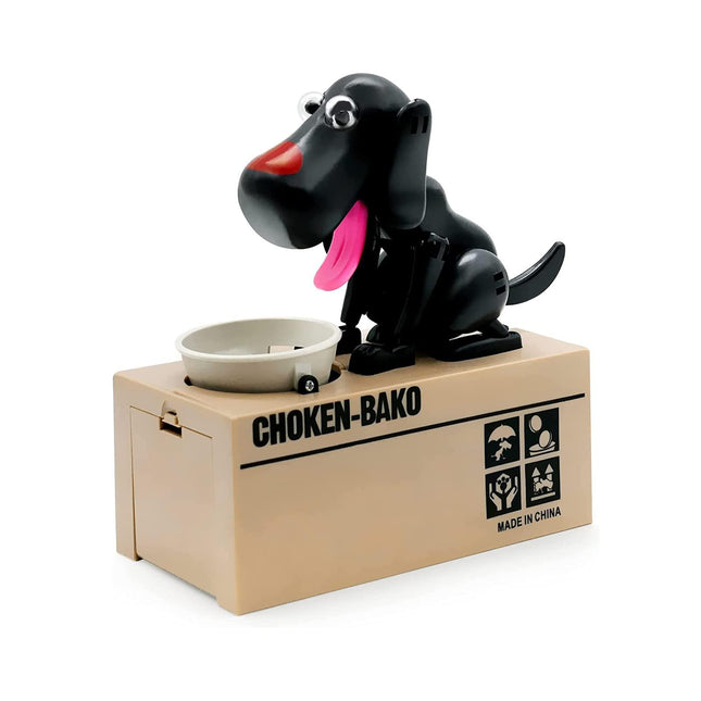 Interactive Dog Coin Bank – Automatic Electric Money Saving Piggy Bank with Moving Dog Design – Fun Kids Gift & Desk Decor (Black).