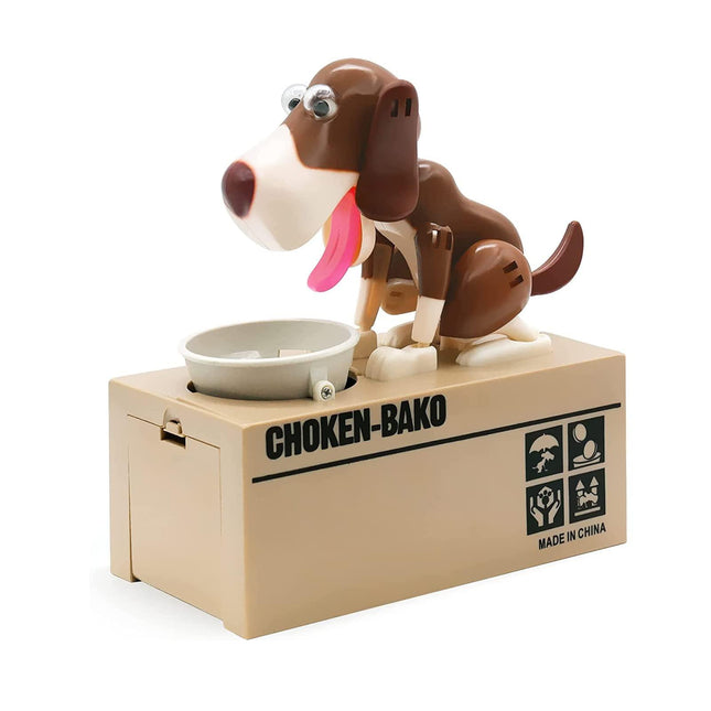 Interactive Dog Coin Bank – Automatic Electric Money Saving Piggy Bank with Moving Dog Design – Fun Kids Gift & Desk Decor (Coffee).