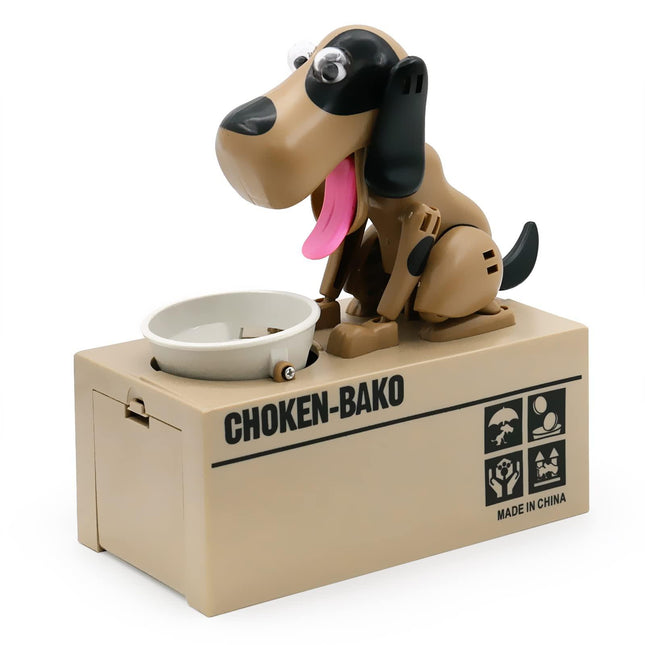 Interactive Dog Coin Bank – Automatic Electric Money Saving Piggy Bank with Moving Dog Design – Fun Kids Gift & Desk Decor (Brown).