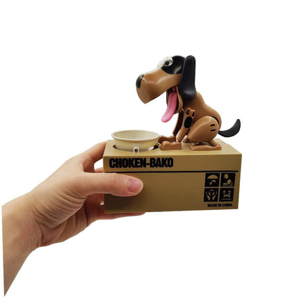 Interactive Dog Coin Bank – Automatic Electric Money Saving Piggy Bank with Moving Dog Design – Fun Kids Gift & Desk Decor (Brown).
