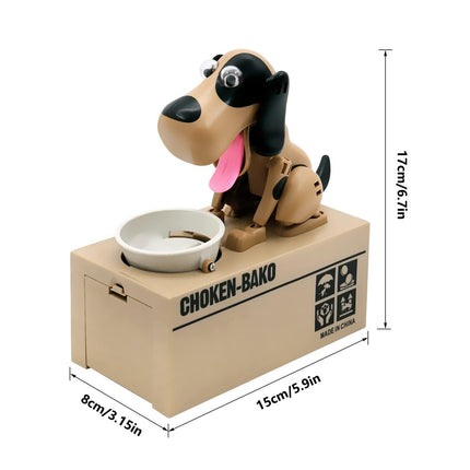 Interactive Dog Coin Bank – Automatic Electric Money Saving Piggy Bank with Moving Dog Design – Fun Kids Gift & Desk Decor (Brown).