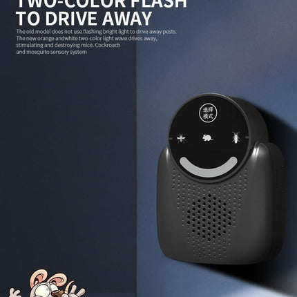 USB Ultrasonic Pest Repeller with Dynamic Frequency & Flash Light – Smart Rat, Mosquito & Cockroach Deterrent for Home, Garage, Warehouse (Black).