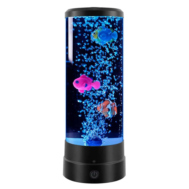 Color-Changing Bubble Fish Lamp – LED Night Light with Remote Control, Realistic Fish & Bubbles, Soft Glow for Bedroom, Kids’ Room, Desk Decor (Black).