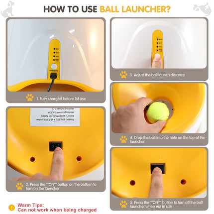 Automatic Dog Ball Launcher with 15 Mini Tennis Balls & Mesh Bag – Rechargeable Pet Toy for Small Dogs, Adjustable Launch Distance, Interactive Play (Orange).