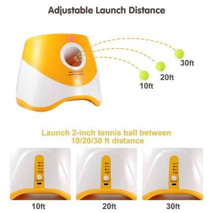 Automatic Dog Ball Launcher with 15 Mini Tennis Balls & Mesh Bag – Rechargeable Pet Toy for Small Dogs, Adjustable Launch Distance, Interactive Play (Orange).