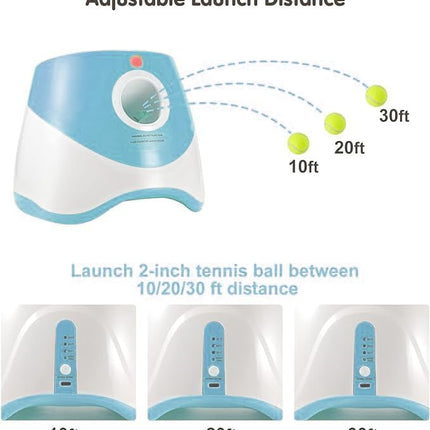 Automatic Dog Ball Launcher with 15 Mini Tennis Balls & Mesh Bag – Rechargeable Pet Toy for Small Dogs, Adjustable Launch Distance, Interactive Play (Blue).