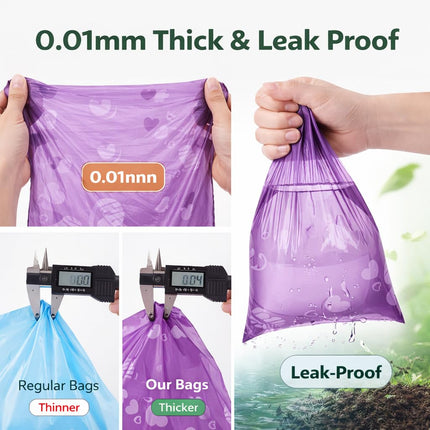 Dog Poop Bags with Dispenser – 240 Count, Leak-Proof, Strawberry Scented, Large Size for All Dogs, Biodegradable & Durable (Purple).