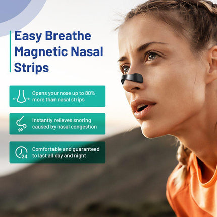 Black Magnetic Nasal Strips Kit (15-Day Supply): Breath Support with Reusable Bands & Adhesive Tabs – Enhance Oxygen Flow, Reduce Snoring, Improve Sleep.