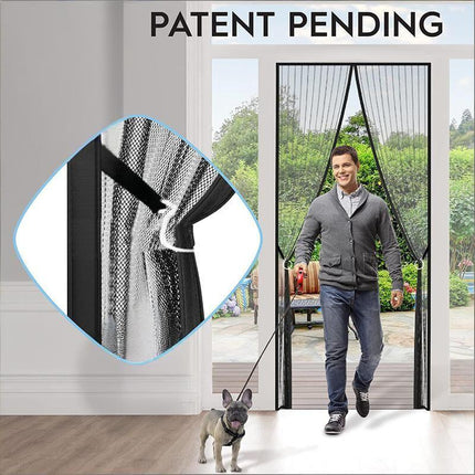 Magnetic Screen Door 100cm x 210cm – Self-Adhesive Mesh Netting for Mosquito & Wasp Protection, Indoor Outdoor Use, (Black,L).