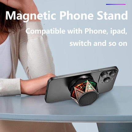 Magnetic Bluetooth Speaker – RGB Light Show, IPX7 Waterproof, TWS Stereo Pairing, 24H Playtime, Compact Design – Perfect for Home, Car, Outdoor Use (Black).