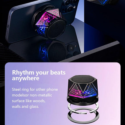 Magnetic Bluetooth Speaker – RGB Light Show, IPX7 Waterproof, TWS Stereo Pairing, 24H Playtime, Compact Design – Perfect for Home, Car, Outdoor Use (Black).