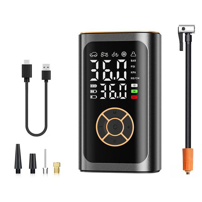 Wireless Tire Inflator with Digital Display – Portable Air Compressor for Cars, Bikes, Balls & More (Black).