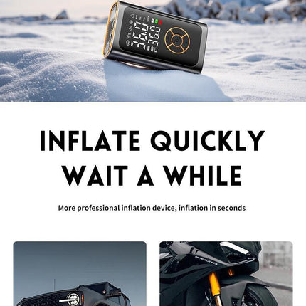 Wireless Tire Inflator with Digital Display – Portable Air Compressor for Cars, Bikes, Balls & More (Black).