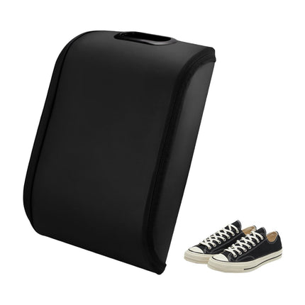 Car Shoe Storage Box – Portable Leather-Look Organizer for Passenger Seat or Trunk, Dustproof and Moisture-Resistant with Zipper and Handle (Black).