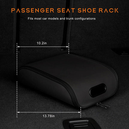 Car Shoe Storage Box – Portable Leather-Look Organizer for Passenger Seat or Trunk, Dustproof and Moisture-Resistant with Zipper and Handle (Black).