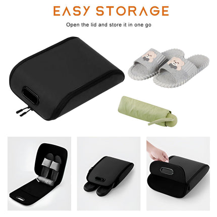 Car Shoe Storage Box – Portable Leather-Look Organizer for Passenger Seat or Trunk, Dustproof and Moisture-Resistant with Zipper and Handle (Black).