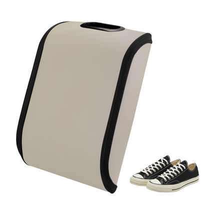 Car Shoe Storage Box – Portable Leather-Look Organizer for Passenger Seat or Trunk, Dustproof and Moisture-Resistant with Zipper and Handle (Beige).