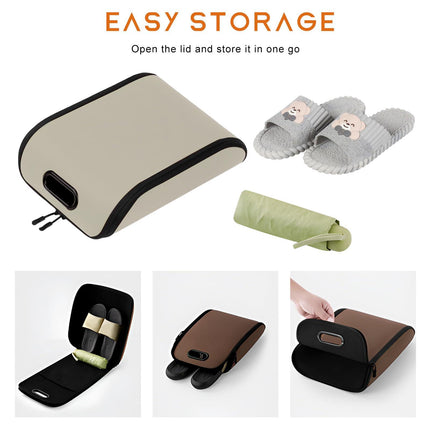 Car Shoe Storage Box – Portable Leather-Look Organizer for Passenger Seat or Trunk, Dustproof and Moisture-Resistant with Zipper and Handle (Beige).