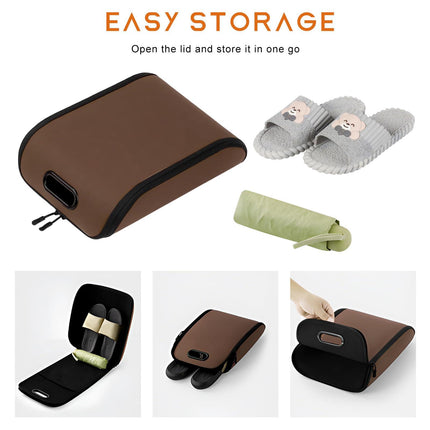 Car Shoe Storage Box – Portable Leather-Look Organizer for Passenger Seat or Trunk, Dustproof and Moisture-Resistant with Zipper and Handle (Brown).