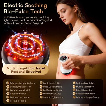 4-in-1 Cordless Body Sculpting Massager – Rechargeable Massage Tool with Heat, Light & Vibration for Skin Tightening & Relaxation (White).