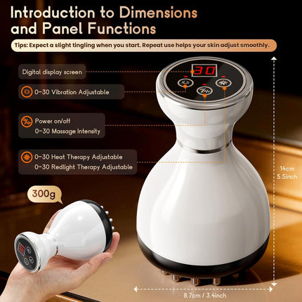 4-in-1 Cordless Body Sculpting Massager – Rechargeable Massage Tool with Heat, Light & Vibration for Skin Tightening & Relaxation (White).