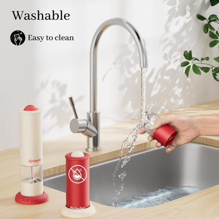 High-Performance USB-C Electric Pepper & Salt Grinder Set – Adjustable Coarseness, One-Touch Operation – Ceramic Grinding, Washable, Fast Charging – Kitchen Essential (Red & White).