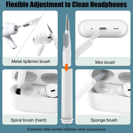20-in-1 Multi-Function Electronics Cleaning Kit – Portable Keyboard, Earphone, Camera & Screen Cleaner Set with Brush, Spray Bottle & Tools (White).