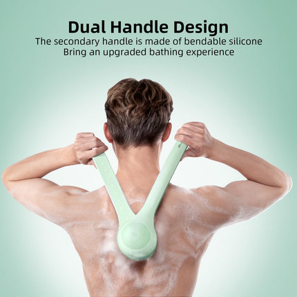Electric Body Brush with Dual Handles – Waterproof Rotating Bath Scrubber, 3 Replaceable Heads, USB-C Charging, 2 Speeds(Green).