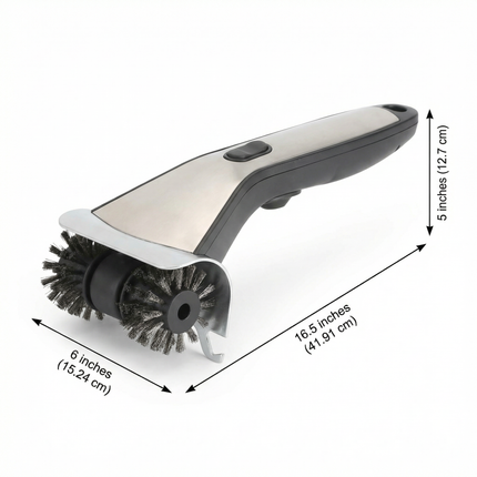 Electric Steam Grill Brush with Stainless Steel Bristles & 3000mAh Rechargeable Battery – Powerful BBQ Cleaner for All Grills, Indoor and Outdoor Use (Grey).
