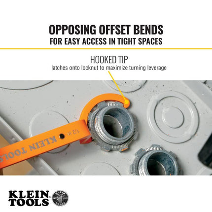 Orange Conduit Lockout Wrench Set – 3-Piece Offset Tool for 1/2", 3/4", 1" Pipe Nuts | Magnetic Storage & Hooked Tip Design | Ideal for Tight Spaces.