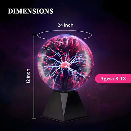Plasma Ball Lamp - Touch & Sound Sensitive USB-Powered Globe for Decor, Parties & STEM Learning (8 Inch) | Other sizes Available in Store.