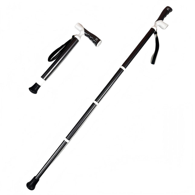 Lightweight Foldable Walking Cane: Adjustable Dual-Mode (T/Grip) Stick – 0.26kg, Portable for Daily/Hiking Use.