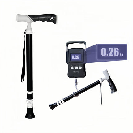 Lightweight Foldable Walking Cane: Adjustable Dual-Mode (T/Grip) Stick – 0.26kg, Portable for Daily/Hiking Use.