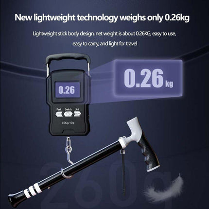 Lightweight Foldable Walking Cane: Adjustable Dual-Mode (T/Grip) Stick – 0.26kg, Portable for Daily/Hiking Use.