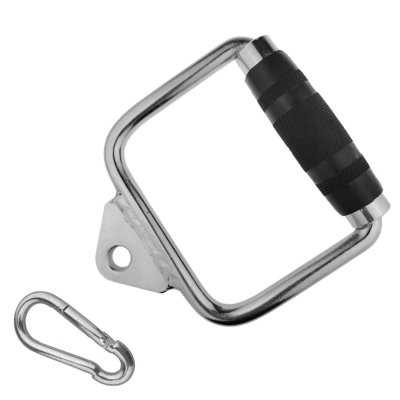 Solid D-Handle Cable Attachment for Home Gym & Cable Machine – Chrome-Finished Steel Bar with Anti-Slip Grip (Black) |.