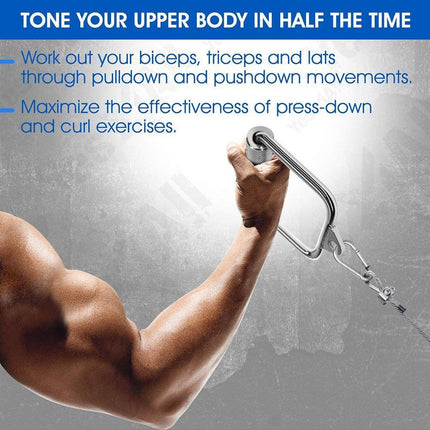 Solid D-Handle Cable Attachment for Home Gym & Cable Machine – Chrome-Finished Steel Bar with Anti-Slip Grip (Black) |.
