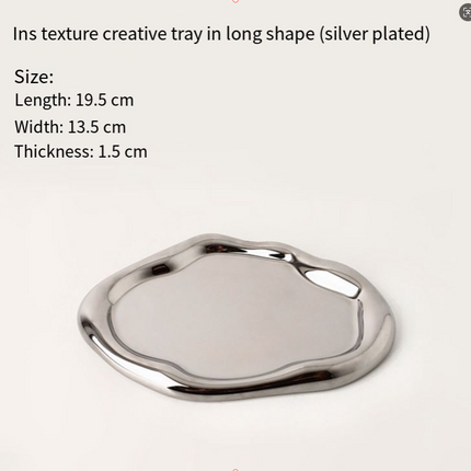 Silver Plated Ceramic Tray Set (Round & Long Shapes) – Minimalist Luxury Decorative Organizer for Jewelry, Vanity & Home Display| Other Styles Available in Store.