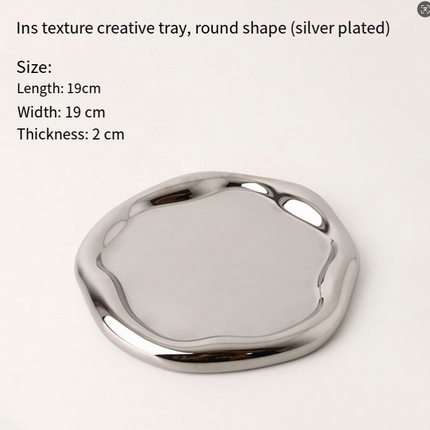Silver Plated Ceramic Tray Set (Round & Long Shapes) – Minimalist Luxury Decorative Organizer for Jewelry, Vanity & Home Display| Other Styles Available in Store.