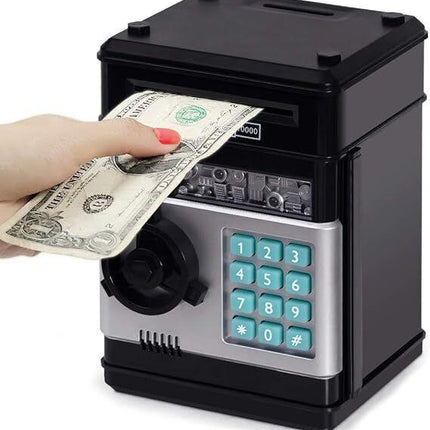 Smart ATM Piggy Bank with Password Lock & Coin Slot – Educational Money Box for Kids, Saves Coins & Bills (Black) | Other Colors Available In-Store.