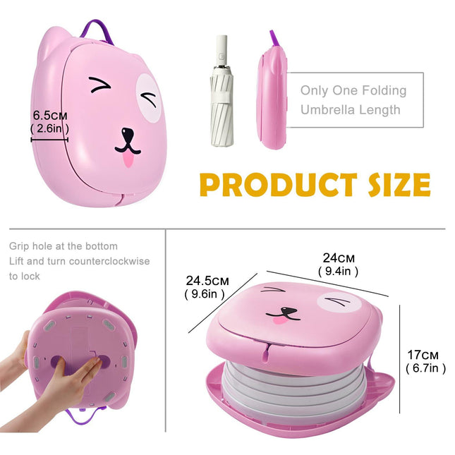 Portable Folding Potty for Toddlers – Compact Travel Toilet with Cat Design, Easy to Carry & Clean, Ideal for Home, Car, Camping, Outdoor Use (Pink).