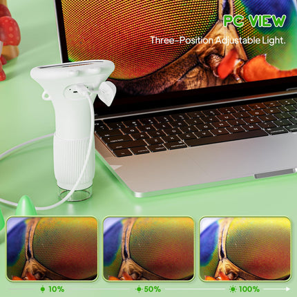 Student Digital Microscope for Kids – Portable 1000x Magnification Handheld Scope with 2 Inch HD Screen, LED Light & Photo Storage, Ideal for Science Class and Outdoor Exploration (White).