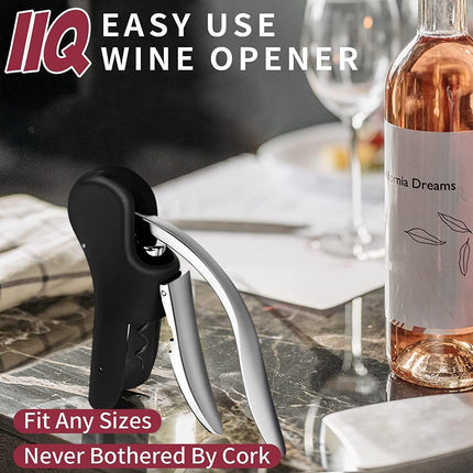 Goose-Style Rapid Wine Opener Set 20 x 13 cm – Heavy-Duty Lever Corkscrew with Foil Cutter, Pourer, Stopper, and Extra Spiral Worm – Premium Stainless Steel Wine Kit in Gift Box (Black).