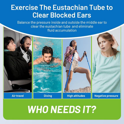 Electric Ear Pressure Relief Device – 3-Mode Adjustable Airflow for Travel, Diving & Altitude – Eustachian Tube Unblocker with LED Display & Type-C Charging (White).