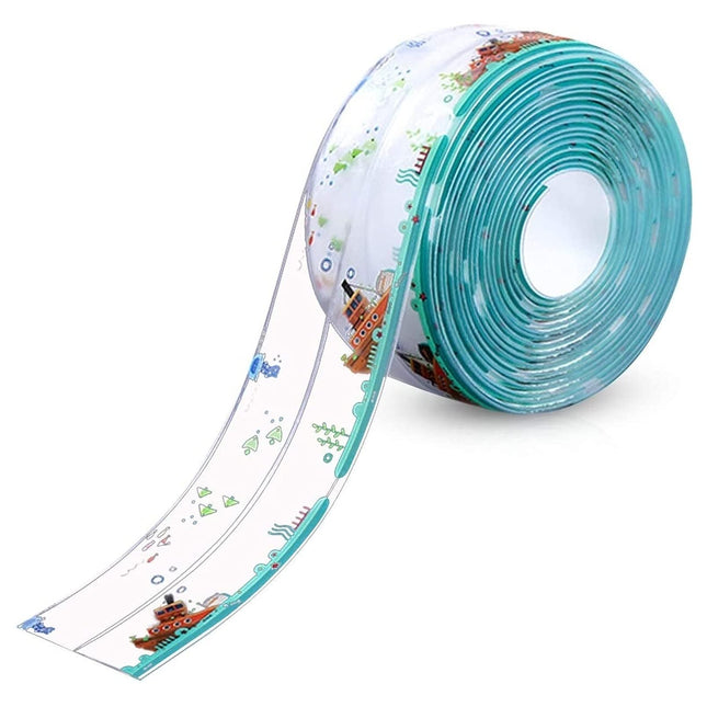 2-Pack Waterproof Self-Adhesive Sealant Tape – Transparent PVC Edge Strip for Kitchen, Bathroom, Sink, Toilet, and Wall Corners – Easy to Cut and Clean (Pattern2).