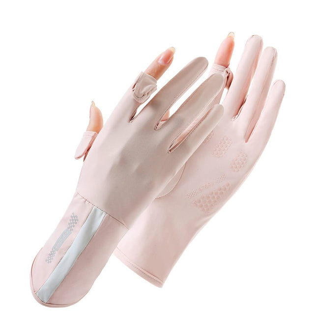 UV Protective Driving Gloves for Women – UPF 50+ Sunscreen Gloves with Touchscreen Function & Anti-Slip Palm, Long Cuff for Hiking, Cycling, Fishing, Golfing (Pink).