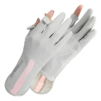 UV Protective Driving Gloves for Women – UPF 50+ Sunscreen Gloves with Touchscreen Function & Anti-Slip Palm, Long Cuff for Hiking, Cycling, Fishing, Golfing (Grey).